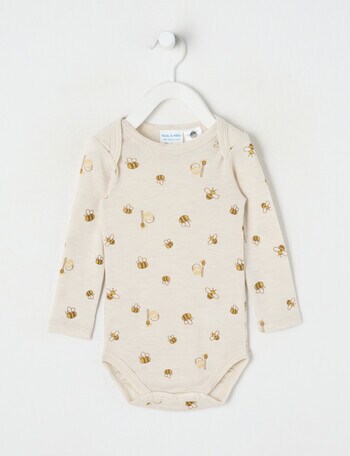 Milly & Milo Long-sleeve Bee Bodysuit, Cream product photo