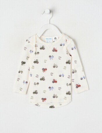 Milly & Milo Long-sleeve Tractor Top, Cream product photo