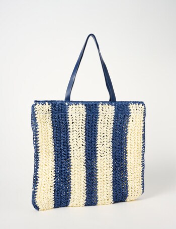 Zest Resort Paperstraw Tote Bag, Navy & White product photo