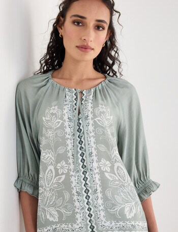 Zest Border Print Shirt, Kelp product photo