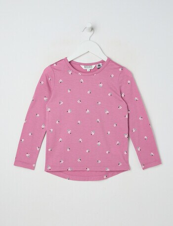 North South Merino Ditsy Floral Merino Long Sleeve Top, Magenta product photo