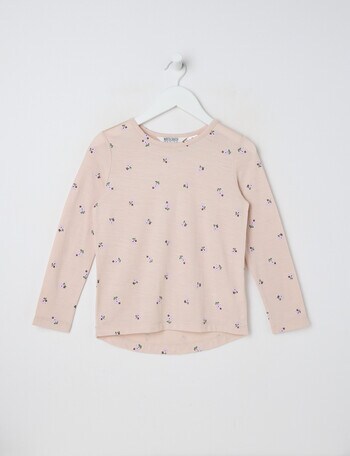 North South Merino Ditsy Floral Merino Long Sleeve Top, Natural product photo