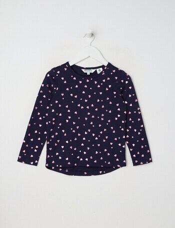 North South Merino Foil Hearts Merino Long Sleeve Top, Navy product photo