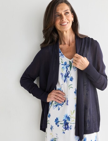 Ella J Drapey Summer Cardigan, Navy product photo