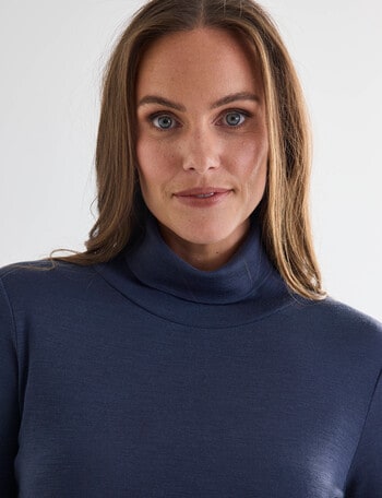 North South Merino Long Sleeve Roll Neck Top, Smoky Grey product photo