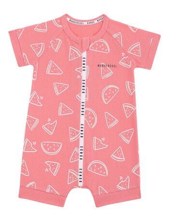 Bonds Wondercool Eyelet Watermelon Romper, Pink & White product photo