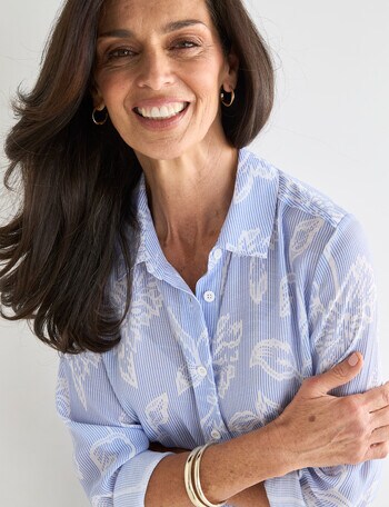 Ella J Stripe Classic Shirt, Blue product photo