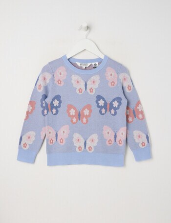 North South Merino Butterflies Merino Jumper, Periwinkle product photo