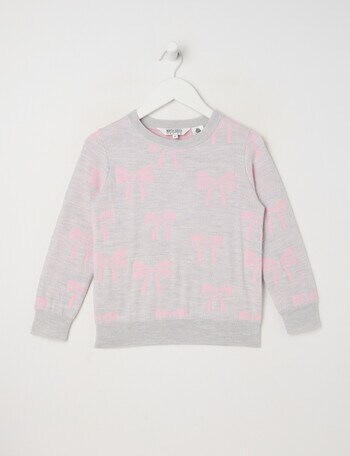 North South Merino Bows Merino Jumper, Grey Marle product photo