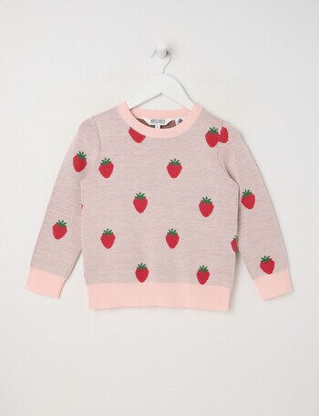 North South Merino Strawberries Merino Jumper, Dusk product photo