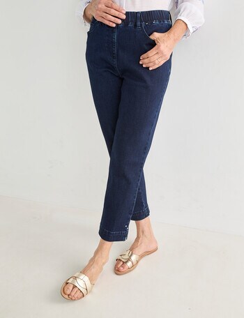 Ella J Diamante Denim Crop Pants, Indigo product photo