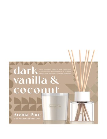 The Aromatherapy Co. Aroma Pure Home Fragrance Set 1x 80g Candle + 1x 40ml, Diffuser Dark Vanilla & Coconut product photo