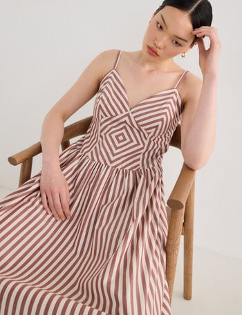 State of play Rhiannon Stripe Paneled Midi Dress, Brandy product photo