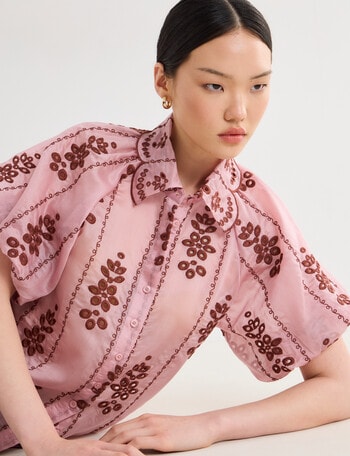 State of play Malina Embroidered Blouse, Mauve product photo