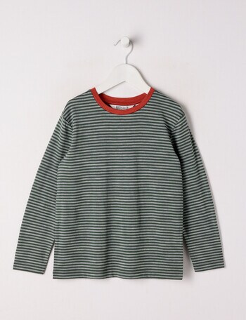 North South Merino Merino Mini Stripe Long Sleeve Top, Khaki product photo