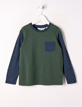 North South Merino Merino Long Sleeve Top, Khaki product photo