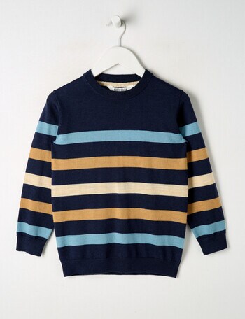 North South Merino Merino Stripe Jumper, Navy product photo