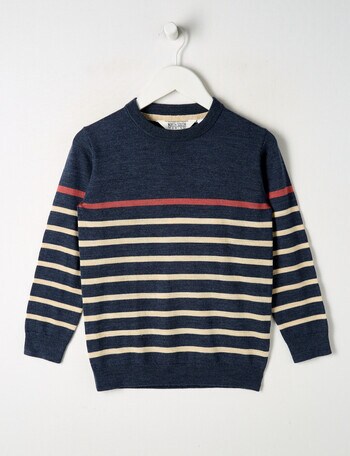 North South Merino Merino Stripe Jumper, Denim Marle product photo