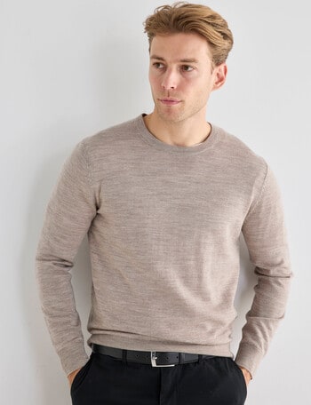 North South Merino Merino Crew Neck Jumper, Sand product photo
