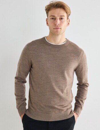 North South Merino Merino Crew Neck Jumper, Fawn product photo