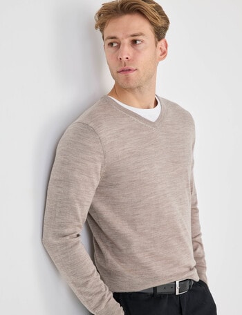 North South Merino Merino V-Neck Jumper, Sand product photo