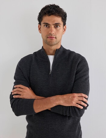 North South Merino Merino Milano 1/4 Zip Jumper, Charcoal product photo