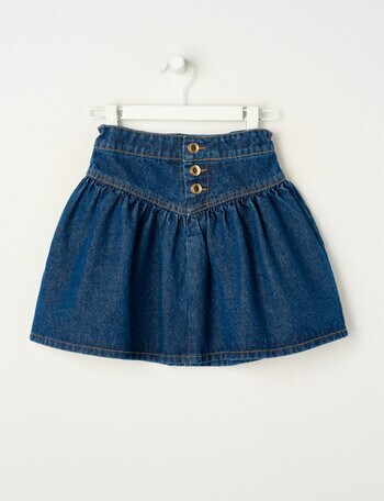 Mac & Ellie Gathered Denim Skirt, Indigo Blue product photo