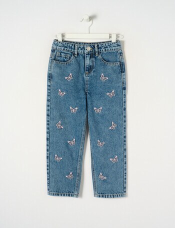 Mac & Ellie Butterfly Mom Jean, Mid Blue product photo