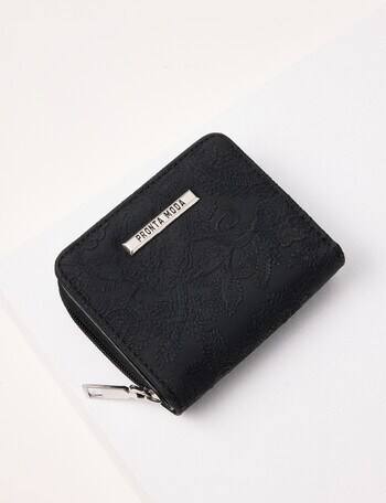 Pronta Moda Embossed Paisley Small Wallet, Black product photo