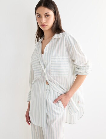 Mineral Sleep Shirt, Mint Stripe product photo