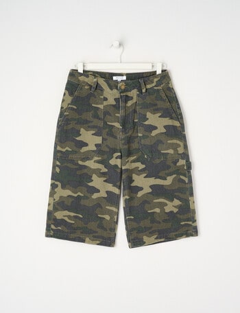Switch Camo Super Baggy Denim Jort, Green product photo