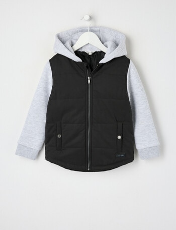 Mac & Ellie Knit Woven Puffer Jacket, Black product photo