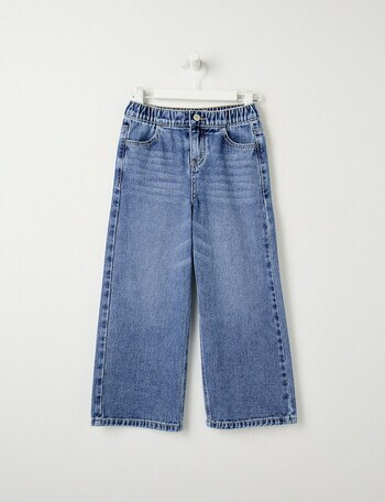Mac & Ellie Wide Leg Elasticated Jean, Med Blue product photo