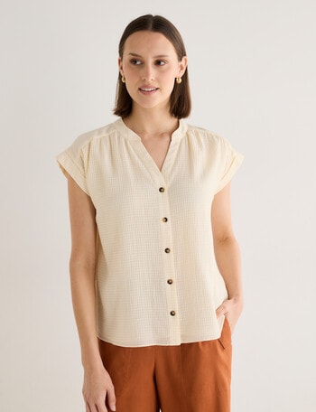 Jigsaw Arwen Textured Blouse, Ivory product photo