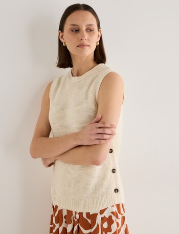 Jigsaw Sunniva Linen Blend Vest, Cream product photo
