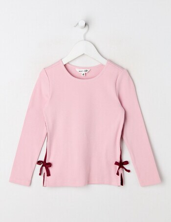 Mac & Ellie Tape Side Long Sleeve Rib Tee, Blush product photo