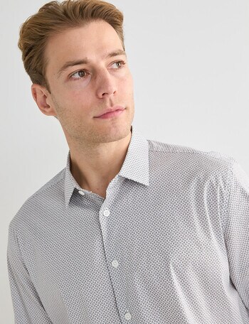 Laidlaw + Leeds Geo Star Long Sleeve Shirt, White product photo