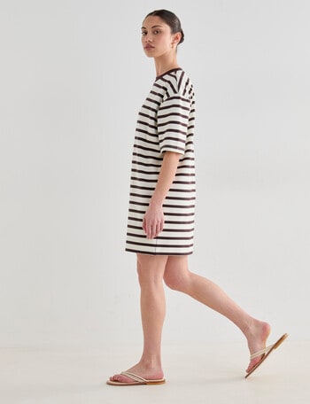 Mineral Anton Boxy Mini Dress, Brown Stripe product photo