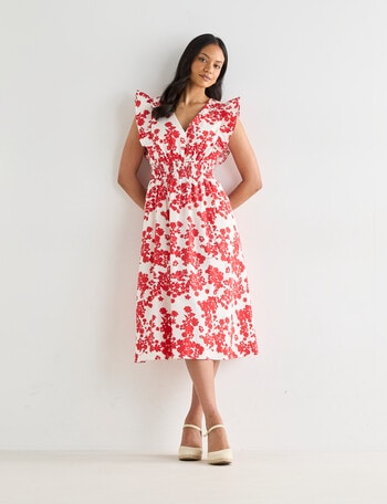 Whistle V Neck Cotton Sundress, Cherry Print product photo