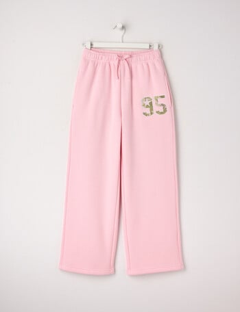 Switch Applique Camo Wide Leg Trackpant, Baby Pink product photo