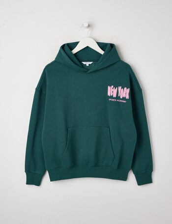 Switch New York Sports Oversized Hoodie, Forest Green & Bubblegum product photo