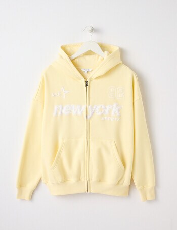 Switch New York Sports Oversized Zip Up Hoodie, Butter product photo