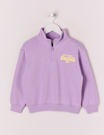 Mac & Ellie Athletics Club 1/4 Zip Crew Neck Sweatshirt, Lilac product photo