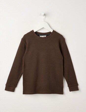 Mac & Ellie Waffle Long Sleeve Tee, Chocolate product photo