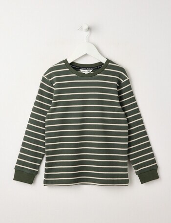 Mac & Ellie Stripe Waffle Long Sleeve Tee, Olive product photo