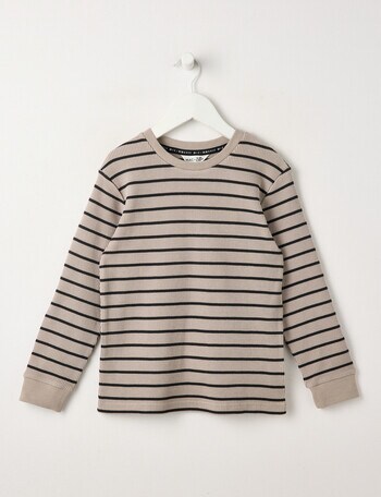 Mac & Ellie Stripe Waffle Long Sleeve Tee, Stone product photo