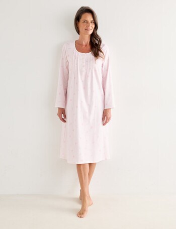 Ruby & Bloom Flannel Nightie, Pink Stripe & Floral, 10-26 product photo