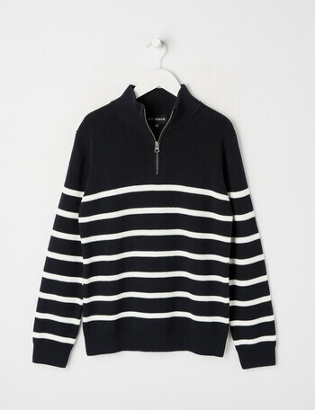 No Issue Stripe Neck Jim Jumper, Navy product photo