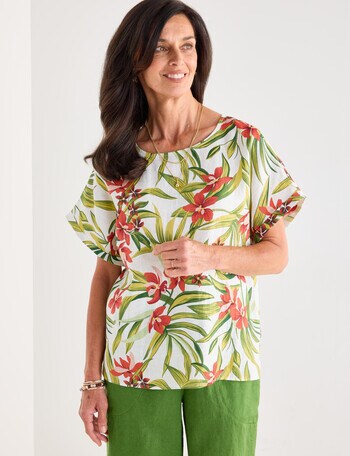 Ella J Linen Top, Tropical product photo