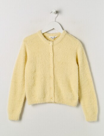 Mac & Ellie Fluffy Knit Cardigan, Butter product photo